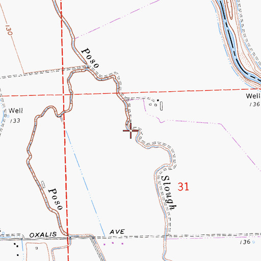 Topographic Map of Poso Drain One, CA