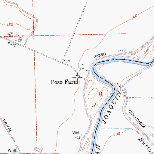 Topographic Map of Poso Farm, CA