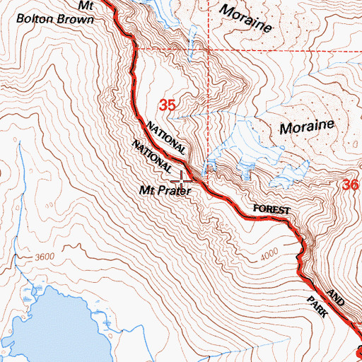 Topographic Map of Mount Prater, CA