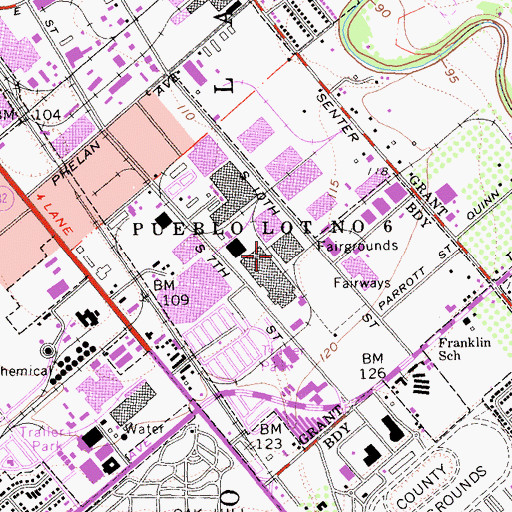 Topographic Map of Pueblo Lot Number Six, CA