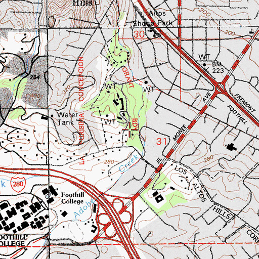 Topographic Map of Purisima Creek, CA