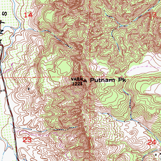 Topographic Map of Putnam Peak, CA