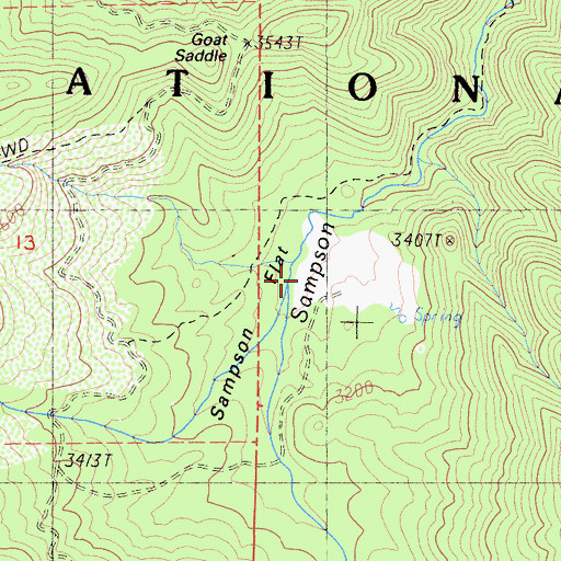 Topographic Map of Sampson Flat, CA