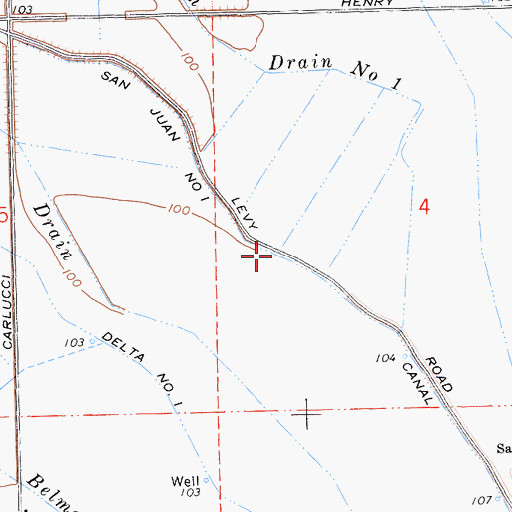 Topographic Map of San Juan Number One Levy Canal, CA