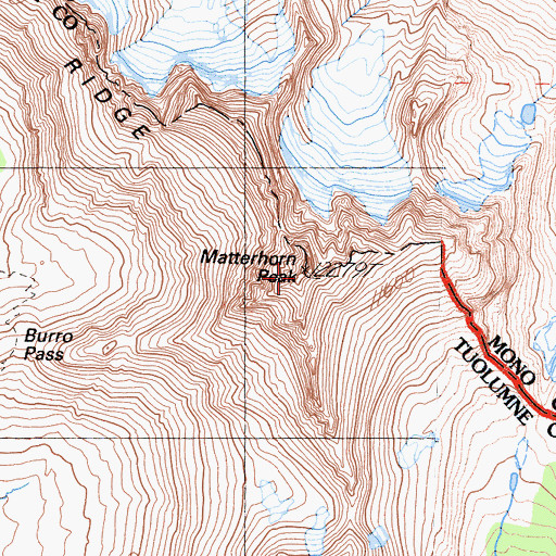 Topographic Map of Sawtooth Ridge, CA