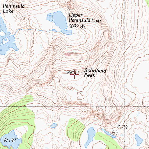 Topographic Map of Schofield Peak, CA