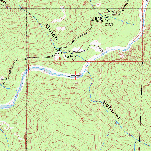 Topographic Map of Schuler Gulch, CA