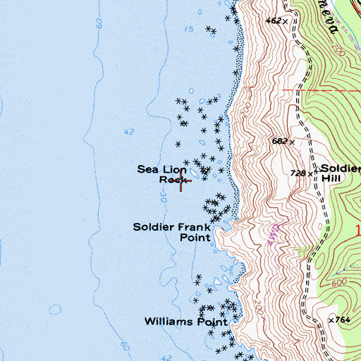 Topographic Map of Sea Lion Rock, CA