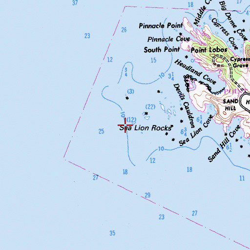 Topographic Map of Sea Lion Rocks, CA