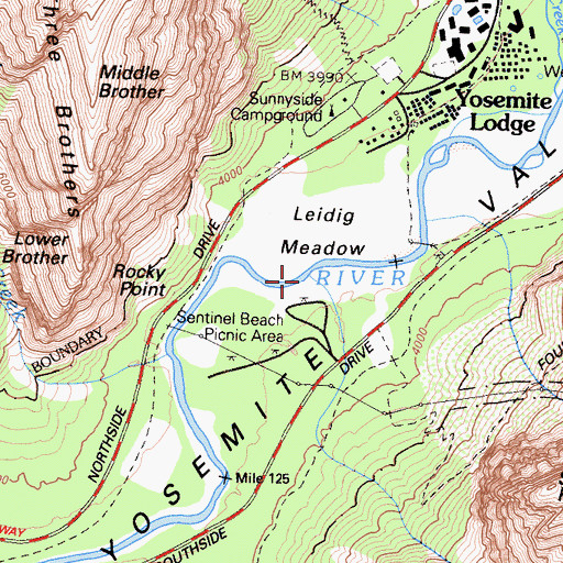 Topographic Map of Sentinel Creek, CA