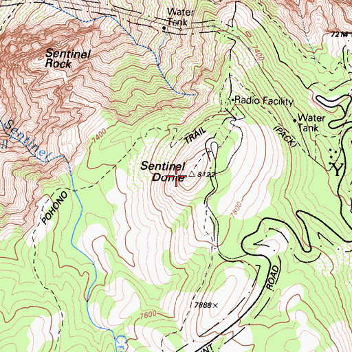 Topographic Map of Sentinel Dome, CA