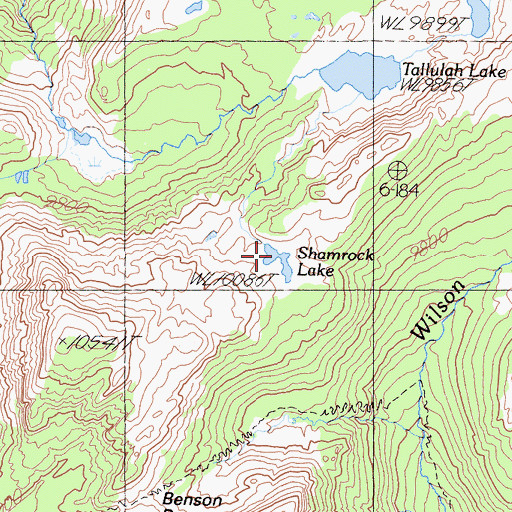 Topographic Map of Shamrock Lake, CA
