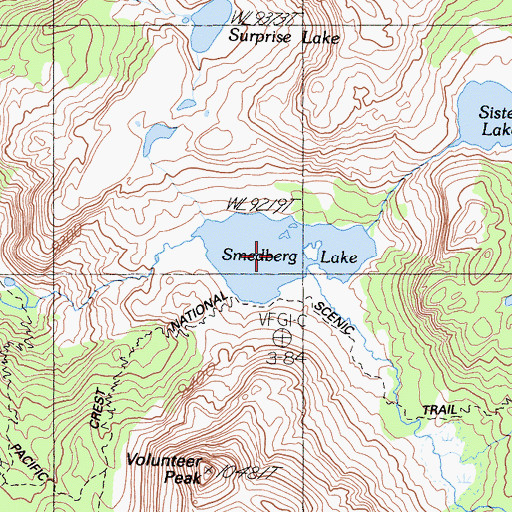 Topographic Map of Smedberg Lake, CA