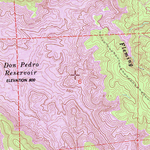 Topographic Map of Don Pedro Reservoir, CA