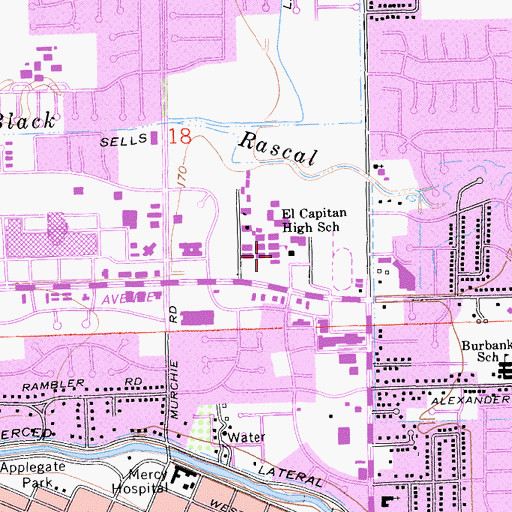 Topographic Map of Merced High School, CA