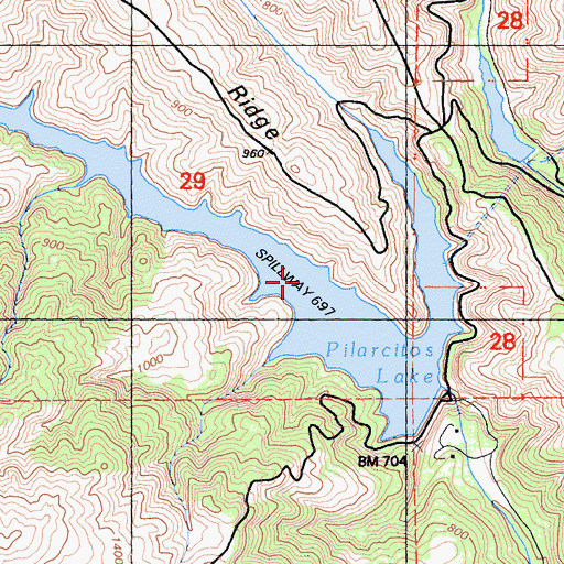 Topographic Map of Pilarcitos Lake, CA