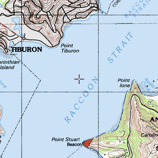 Topographic Map of Raccoon Strait, CA
