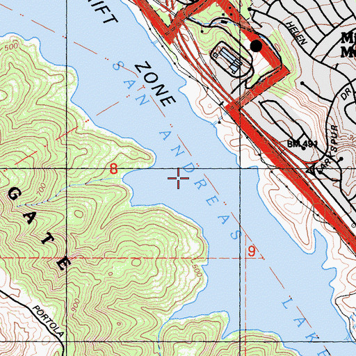 Topographic Map of San Andreas Lake, CA