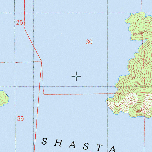 Topographic Map of Shasta Lake, CA