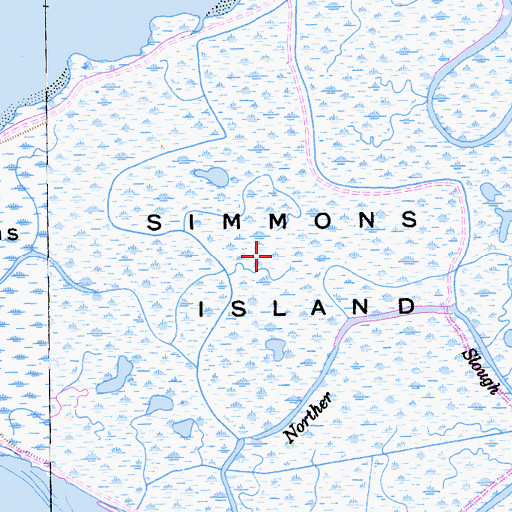 Topographic Map of Simmons Island, CA