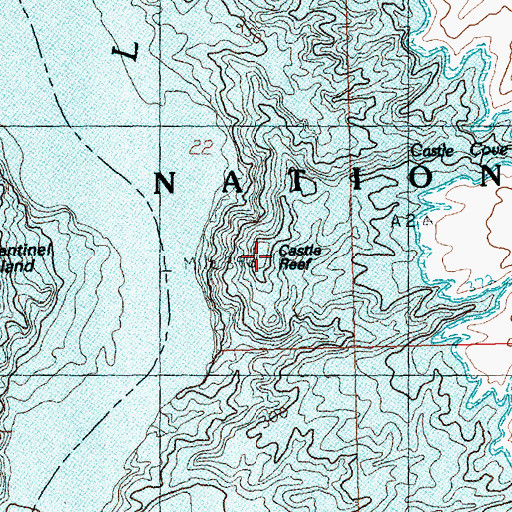 Topographic Map of Castle Reef, AZ
