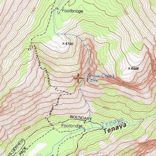 Topographic Map of Snow Creek Falls, CA