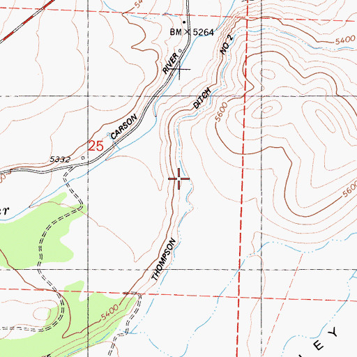 Topographic Map of Snowshoe Thompson Ditch Number Two, CA