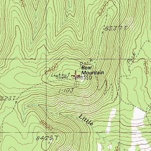 Topographic Map of Bear Mountain Lookout, AZ