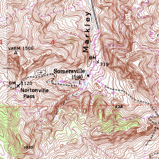 Topographic Map of Somersville, CA