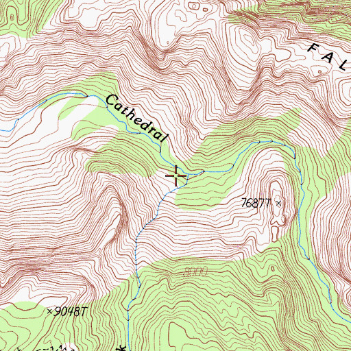 Topographic Map of South Fork Cathedral Creek, CA