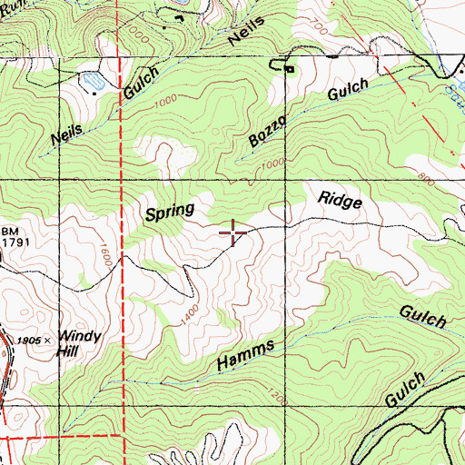 Topographic Map of Spring Ridge, CA