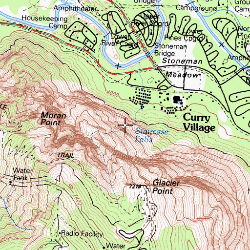 Topographic Map of Staircase Falls, CA