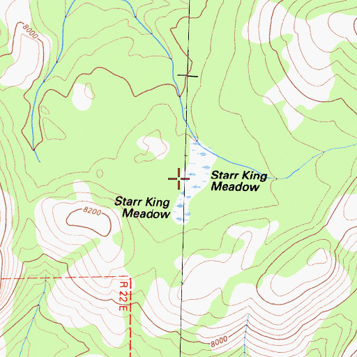 Topographic Map of Starr King Meadow, CA