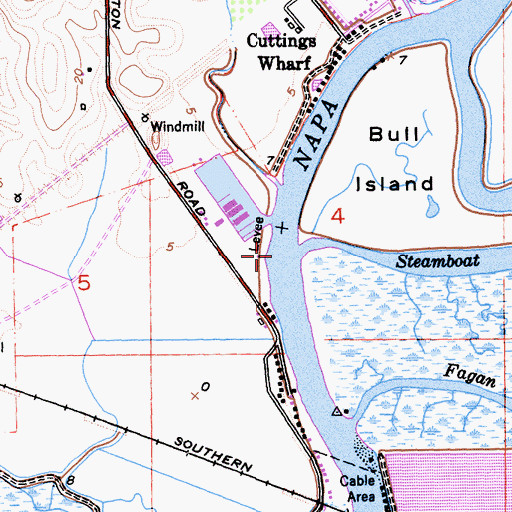 Topographic Map of Steamboat Slough, CA