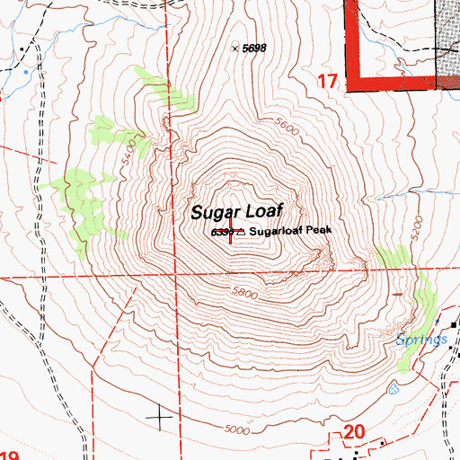 Topographic Map of Sugar Loaf, CA