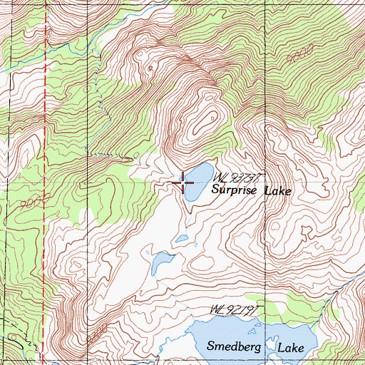 Topographic Map of Surprise Lake, CA