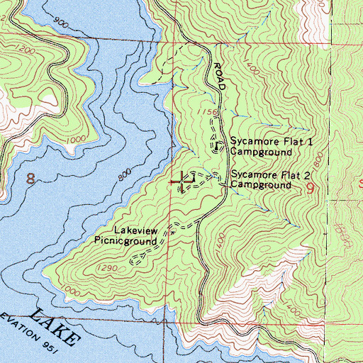 Topographic Map of Sycamore Flat Campground Two, CA