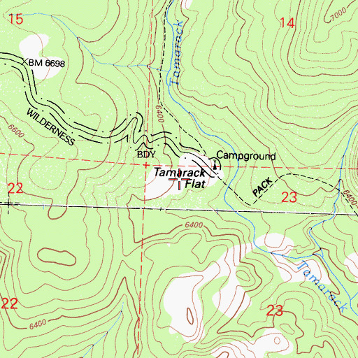 Topographic Map of Tamarack Flat, CA