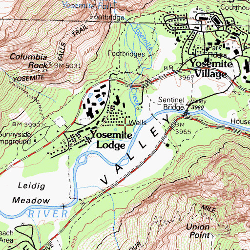 Topographic Map of Yosemite Creek, CA