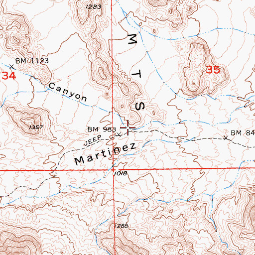 Topographic Map of Agua Alta Canyon, CA