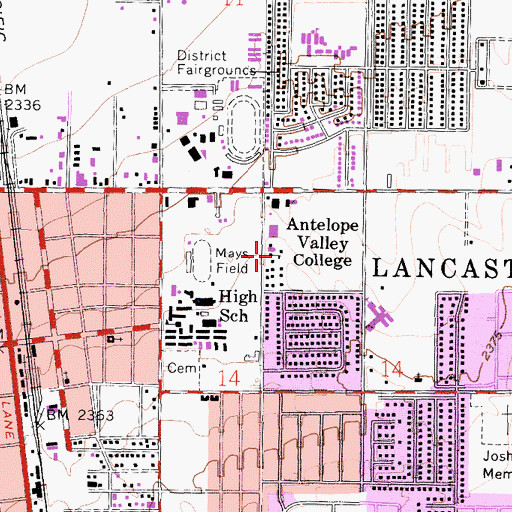Topographic Map of Antelope Valley College (historical), CA