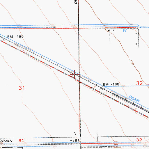 Topographic Map of Drain 1-A, CA