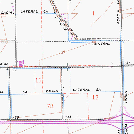 Topographic Map of Acacia Lateral Five A, CA