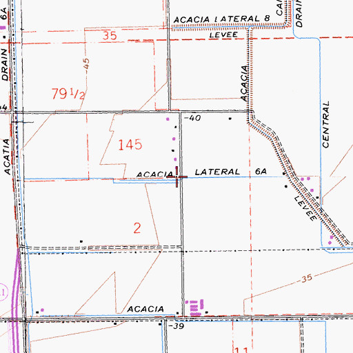 Topographic Map of Acacia Lateral Six A, CA