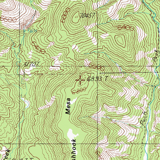 Topographic Map of Fishhook Mesa, AZ