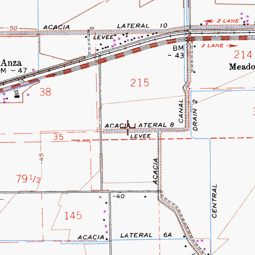 Topographic Map of Acacia Lateral Eight, CA