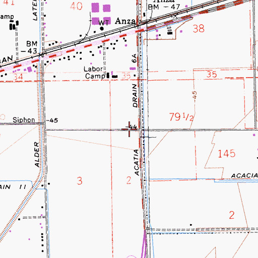 Topographic Map of Acatia Drain Six A, CA
