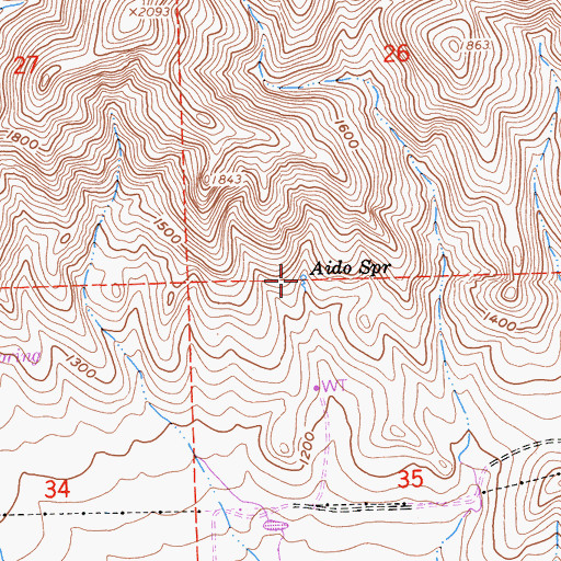 Topographic Map of Aido Spring, CA