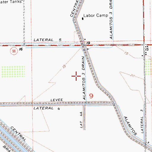 Topographic Map of Alamitos Three Drain, CA