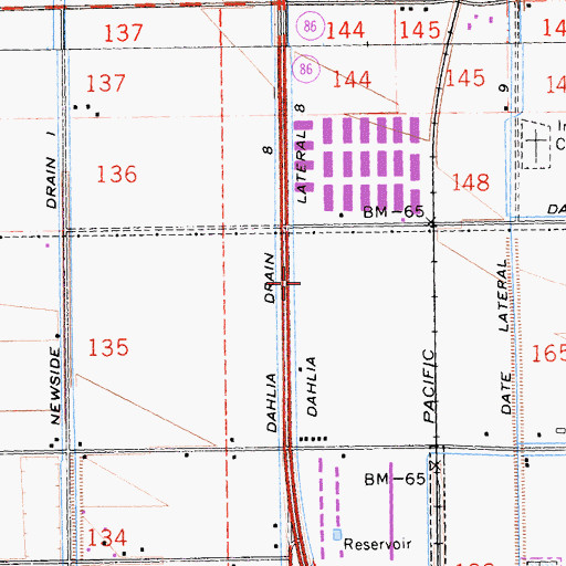 Topographic Map of Dahlia Lateral Eight, CA
